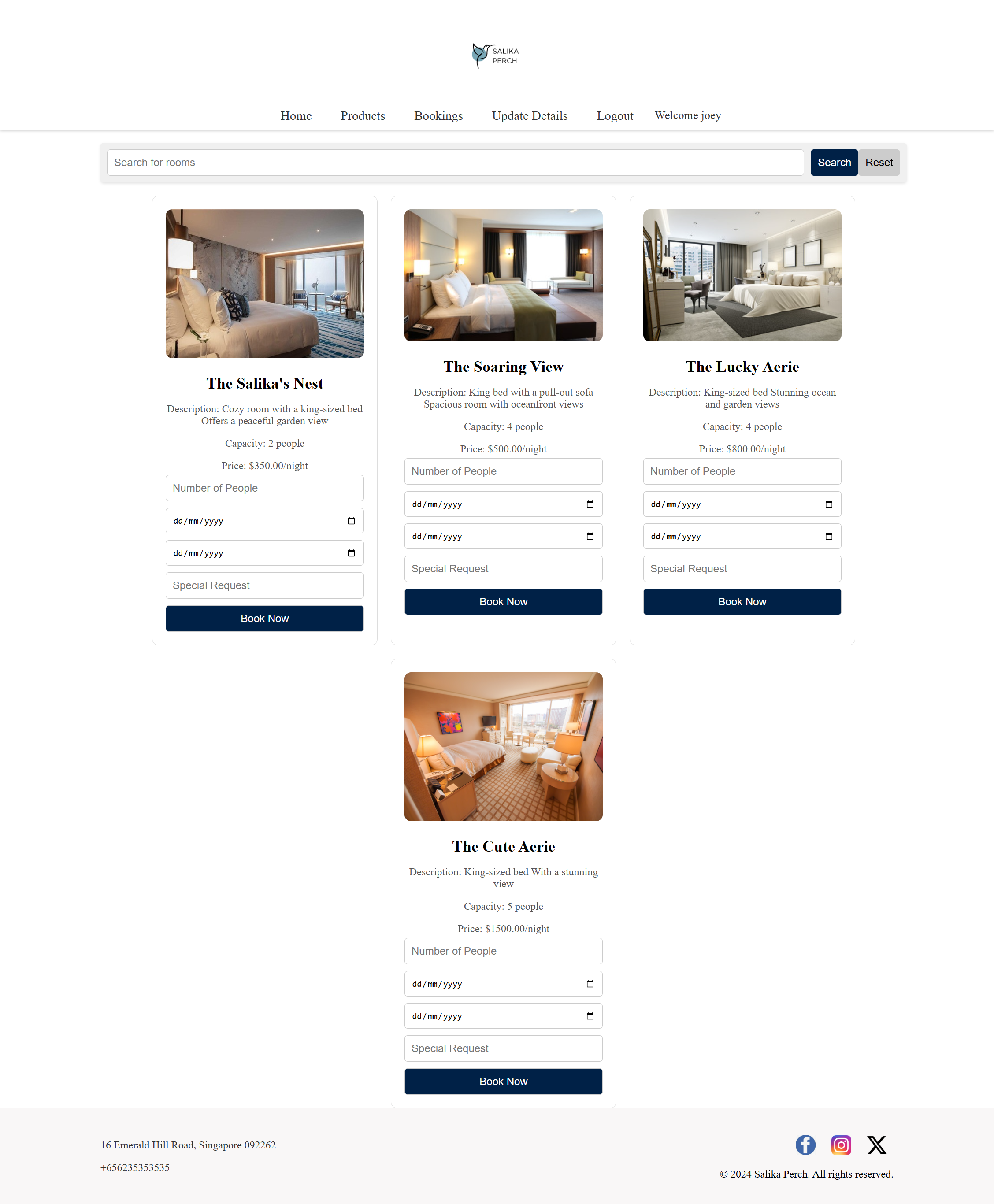 Products Page