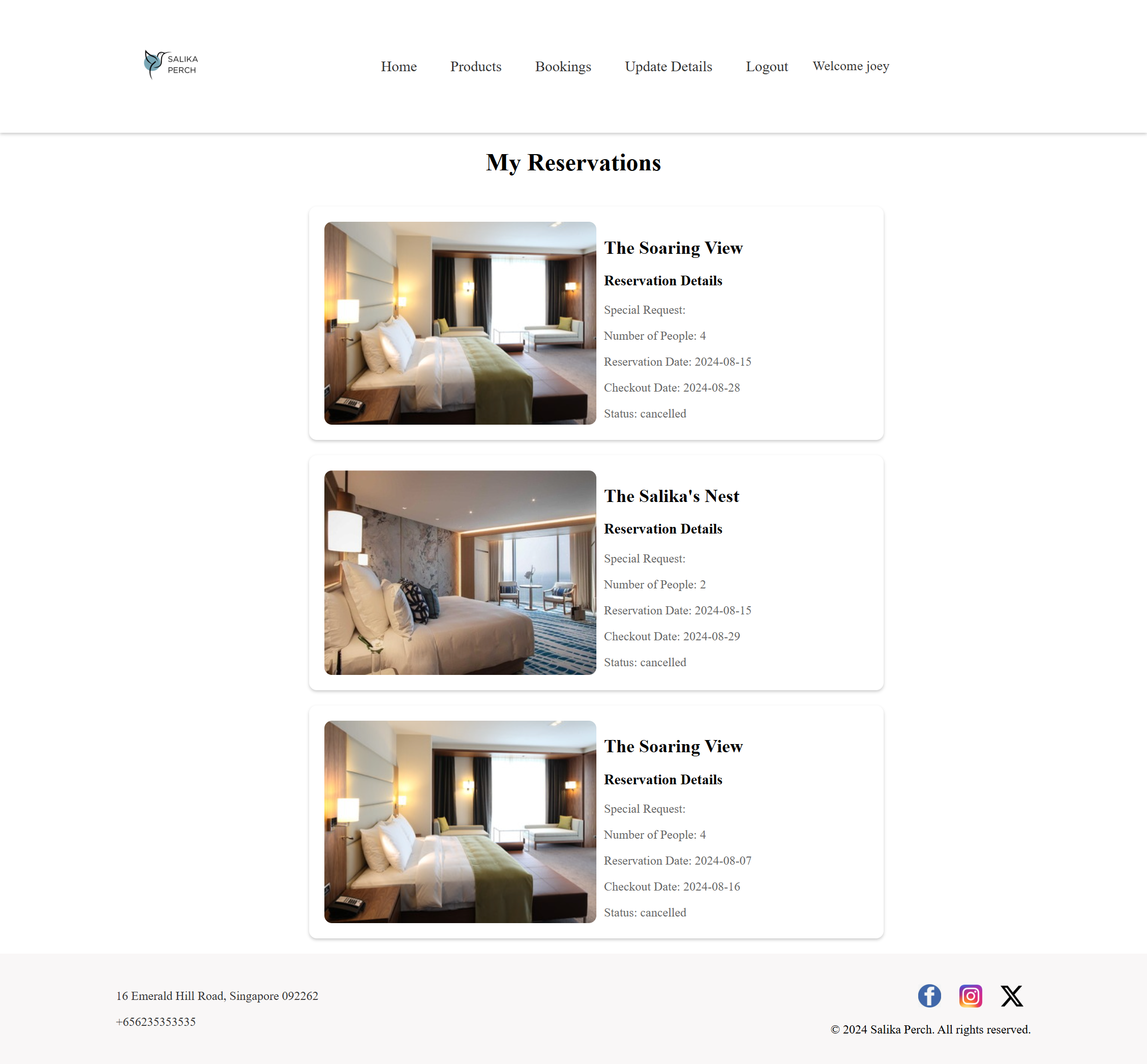 Reservations Page